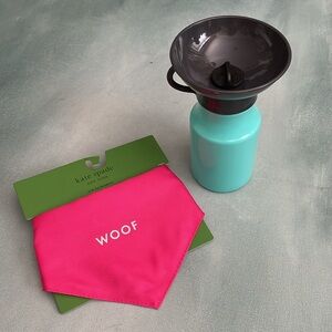Kate Spade WOOF Colorblock Dog Bandana Neckerchief + AutoDogMug Water Bottle